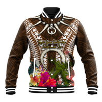Vanuatu Selebretem 44th Indipendens Dei Baseball Jacket Yumi Pig Tusk and Namele Fern LT03 Unisex Brown - Polynesian Pride