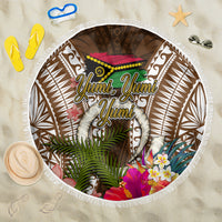 Vanuatu Selebretem 44th Indipendens Dei Beach Blanket Yumi Pig Tusk and Namele Fern LT03 One Size 150cm Brown - Polynesian Pride