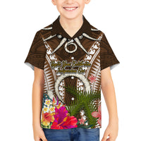 Vanuatu Selebretem 44th Indipendens Dei Family Matching Off The Shoulder Long Sleeve Dress and Hawaiian Shirt Yumi Pig Tusk and Namele Fern