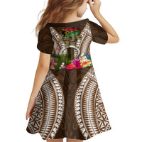 Vanuatu Selebretem 44th Indipendens Dei Kid Short Sleeve Dress Yumi Pig Tusk and Namele Fern