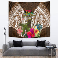 Vanuatu Selebretem 44th Indipendens Dei Tapestry Yumi Pig Tusk and Namele Fern LT03 Brown - Polynesian Pride