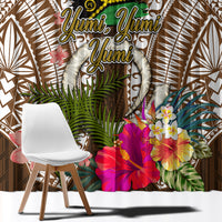 Vanuatu Selebretem 44th Indipendens Dei Window Curtain Yumi Pig Tusk and Namele Fern LT03 - Polynesian Pride