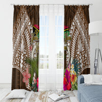 Vanuatu Selebretem 44th Indipendens Dei Window Curtain Yumi Pig Tusk and Namele Fern LT03 - Polynesian Pride