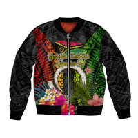 Vanuatu Independence Day Bomber Jacket Tugeta Yumi Selebretem Indipendens Dei LT03 Unisex Black - Polynesian Pride