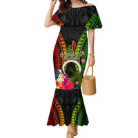 Vanuatu Independence Day Mermaid Dress Tugeta Yumi Selebretem Indipendens Dei LT03 Women Black - Polynesian Pride