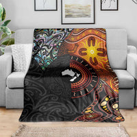 New Zealand and Australia Together Blanket Maori Tattoo Paua Shell mix Aboriginal Pattern LT03 - Polynesian Pride