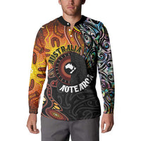 New Zealand and Australia Together Button Sweatshirt Maori Tattoo Paua Shell mix Aboriginal Pattern LT03 - Polynesian Pride