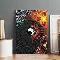New Zealand and Australia Together Canvas Wall Art Maori Tattoo Paua Shell mix Aboriginal Pattern LT03 - Polynesian Pride