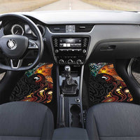 New Zealand and Australia Together Car Mats Maori Tattoo Paua Shell mix Aboriginal Pattern LT03 Set 2pcs - Front Black - Polynesian Pride