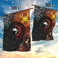 New Zealand and Australia Together Garden Flag Maori Tattoo Paua Shell mix Aboriginal Pattern LT03 - Polynesian Pride