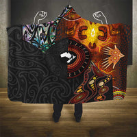 New Zealand and Australia Together Hooded Blanket Maori Tattoo Paua Shell mix Aboriginal Pattern LT03 - Polynesian Pride