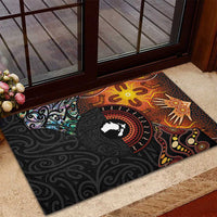 New Zealand and Australia Together Rubber Doormat Maori Tattoo Paua Shell mix Aboriginal Pattern LT03 - Polynesian Pride