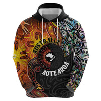 New Zealand and Australia Together Zip Hoodie Maori Tattoo Paua Shell mix Aboriginal Pattern
