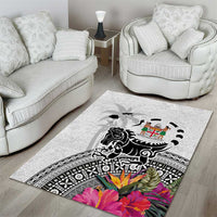 Fiji Iguana Area Rug Tapa Tribal Tattoo and Hibiscus