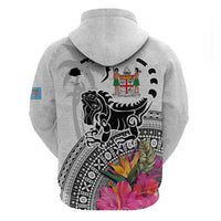 Fiji Iguana Zip Hoodie Tapa Tribal Tattoo and Hibiscus LT03 - Polynesian Pride