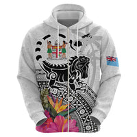 Fiji Iguana Zip Hoodie Tapa Tribal Tattoo and Hibiscus LT03 - Polynesian Pride