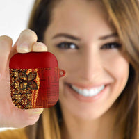 Samoan Pacific Tribal Flower Geometric Art Tattoos AirPods Case Siapo Pattern Flame Sunset LT03 Red - Polynesian Pride