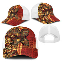 Samoan Pacific Tribal Flower Geometric Art Tattoos Baseball Net Cap Siapo Pattern Flame Sunset LT03 - Polynesian Pride