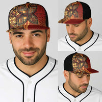 Samoan Pacific Tribal Flower Geometric Art Tattoos Baseball Net Cap Siapo Pattern Flame Sunset LT03 - Polynesian Pride