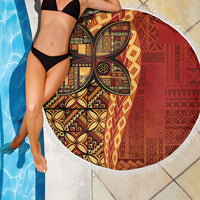 Samoan Pacific Tribal Flower Geometric Art Tattoos Beach Blanket Siapo Pattern Flame Sunset LT03 - Polynesian Pride