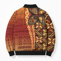 Samoan Pacific Tribal Flower Geometric Art Tattoos Bomber Puffer Jacket Siapo Pattern Flame Sunset LT03 - Polynesian Pride