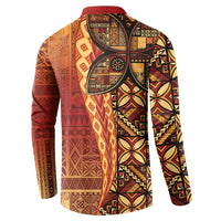 Samoan Pacific Tribal Flower Geometric Art Tattoos Button Sweatshirt Siapo Pattern Flame Sunset LT03 - Polynesian Pride
