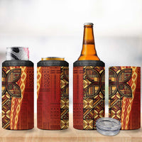 Samoan Pacific Tribal Flower Geometric Art Tattoos 4 in 1 Can Cooler Tumbler Siapo Pattern Flame Sunset LT03 - Polynesian Pride