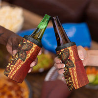 Samoan Pacific Tribal Flower Geometric Art Tattoos 4 in 1 Can Cooler Tumbler Siapo Pattern Flame Sunset LT03 - Polynesian Pride