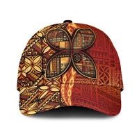Samoan Pacific Tribal Flower Geometric Art Tattoos Classic Cap Siapo Pattern Flame Sunset LT03 Universal Fit Red - Polynesian Pride
