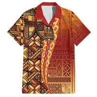 Samoan Pacific Tribal Flower Geometric Art Tattoos Hawaiian Shirt Siapo Pattern Flame Sunset LT03 Red - Polynesian Pride