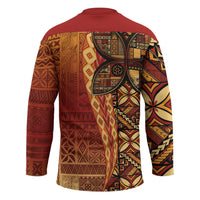 Samoan Pacific Tribal Flower Geometric Art Tattoos Hockey Jersey Siapo Pattern Flame Sunset LT03 - Polynesian Pride
