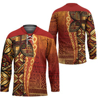 Samoan Pacific Tribal Flower Geometric Art Tattoos Hockey Jersey Siapo Pattern Flame Sunset LT03 - Polynesian Pride