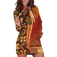 Samoan Pacific Tribal Flower Geometric Art Tattoos Hoodie Dress Siapo Pattern Flame Sunset - Polynesian Pride