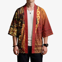 Samoan Pacific Tribal Flower Geometric Art Tattoos Kimono Siapo Pattern Flame Sunset - Polynesian Pride