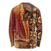 Samoan Pacific Tribal Flower Geometric Art Tattoos Long Sleeve Shirt Siapo Pattern Flame Sunset LT03 - Polynesian Pride