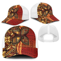Samoan Pacific Tribal Flower Geometric Art Tattoos Mesh Trucker Cap Siapo Pattern Flame Sunset LT03 - Polynesian Pride