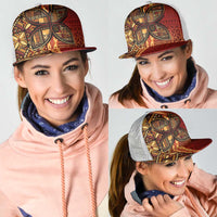 Samoan Pacific Tribal Flower Geometric Art Tattoos Mesh Trucker Cap Siapo Pattern Flame Sunset LT03 - Polynesian Pride