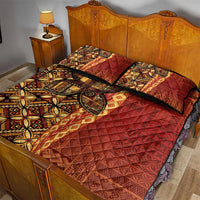 Samoan Pacific Tribal Flower Geometric Art Tattoos Quilt Bed Set Siapo Pattern Flame Sunset - Polynesian Pride