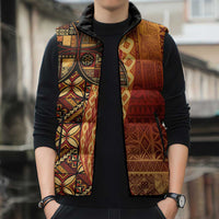 Samoan Pacific Tribal Flower Geometric Art Tattoos Sleeveless Puffer Jacket Siapo Pattern Flame Sunset LT03 - Polynesian Pride