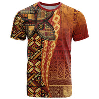 Samoan Pacific Tribal Flower Geometric Art Tattoos T Shirt Siapo Pattern Flame Sunset - Polynesian Pride