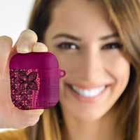 Samoan Pacific Tribal Flower Geometric Art Tattoos AirPods Case Siapo Pattern Romantic Rose LT03 Pink - Polynesian Pride
