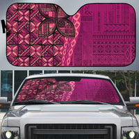 Samoan Pacific Tribal Flower Geometric Art Tattoos Auto Sun Shade Siapo Pattern Romantic Rose LT03 Pink - Polynesian Pride
