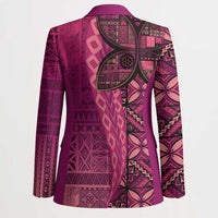 Samoan Pacific Tribal Flower Geometric Art Tattoos Blazer Siapo Pattern Romantic Rose - Polynesian Pride