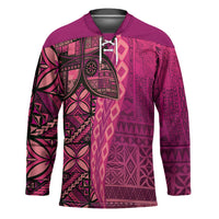 Samoan Pacific Tribal Flower Geometric Art Tattoos Hockey Jersey Siapo Pattern Romantic Rose LT03 Unisex Pink - Polynesian Pride