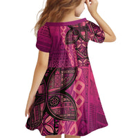 Samoan Pacific Tribal Flower Geometric Art Tattoos Kid Short Sleeve Dress Siapo Pattern Romantic Rose - Polynesian Pride
