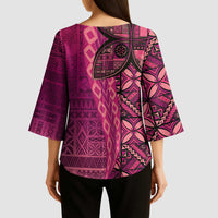 Samoan Pacific Tribal Flower Geometric Art Tattoos Kimono Sleeve Blouse Siapo Pattern Romantic Rose - Polynesian Pride