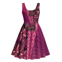 Samoan Pacific Tribal Flower Geometric Art Tattoos Midi Dress Siapo Pattern Romantic Rose - Polynesian Pride