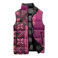 Samoan Pacific Tribal Flower Geometric Art Tattoos Sleeveless Puffer Jacket Siapo Pattern Romantic Rose LT03 - Polynesian Pride