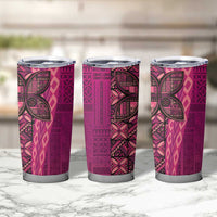 Samoan Pacific Tribal Flower Geometric Art Tattoos Tumbler Cup Siapo Pattern Romantic Rose - Polynesian Pride