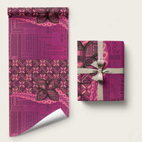 Samoan Pacific Tribal Flower Geometric Art Tattoos Wrapping Paper Siapo Pattern Romantic Rose LT03 58" × 23" Pink - Polynesian Pride